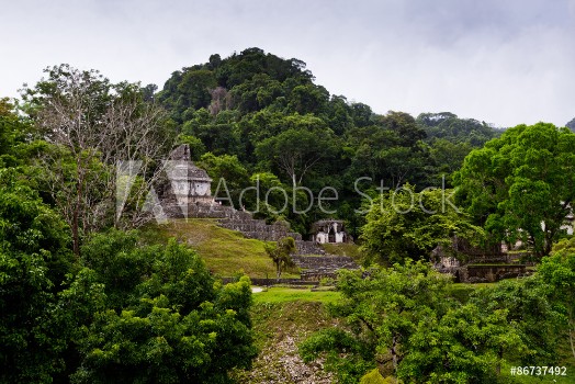 Picture of Mayan ruins in Palenque Chiapas Mexico Palace and observatory